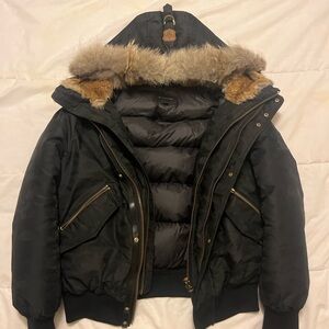 Mackage Black Coat with Fur Trim
